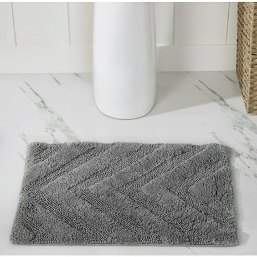Better Trends Hugo Gray 100% Cotton Rectangle Bath Rug 17x24 Soft Absorbent